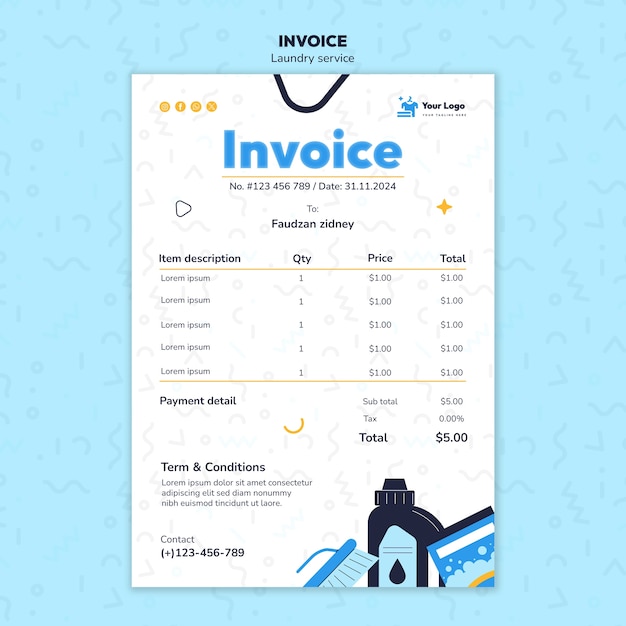 PSD gratuito diseño de la plantilla de servicio de lavandería