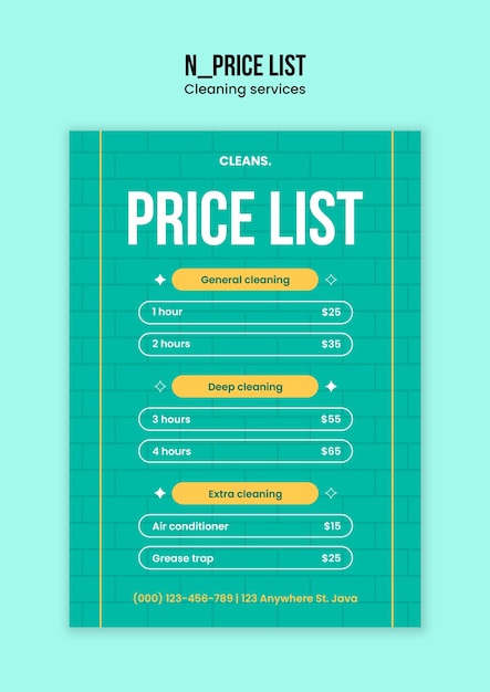 Diseño de la plantilla de los servicios de limpieza