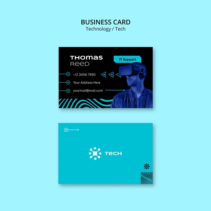 PSD gratuito diseño de plantilla de tarjeta de visita de tecnología