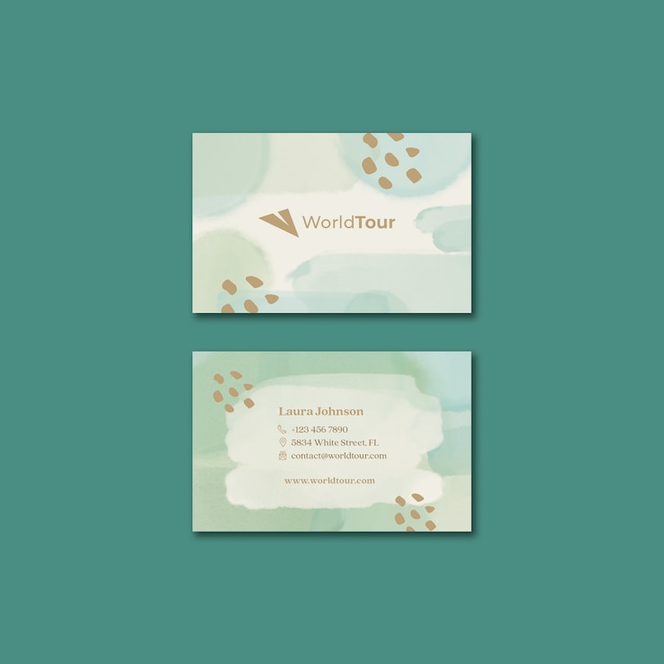 PSD gratuito diseño de plantilla de tarjeta de visita de viaje de acuarela