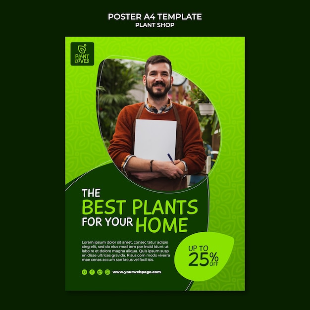 PSD gratuito diseño de plantilla de tienda de plantas