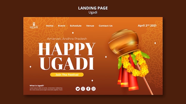 Diseño de plantilla de ugadi degradado