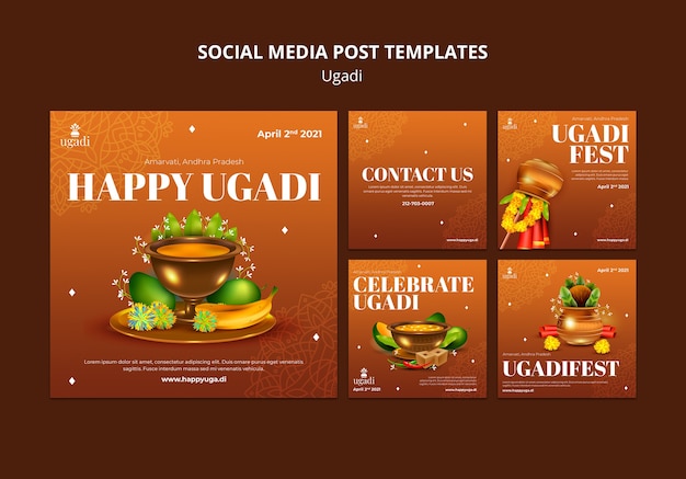 Diseño de plantilla de ugadi degradado