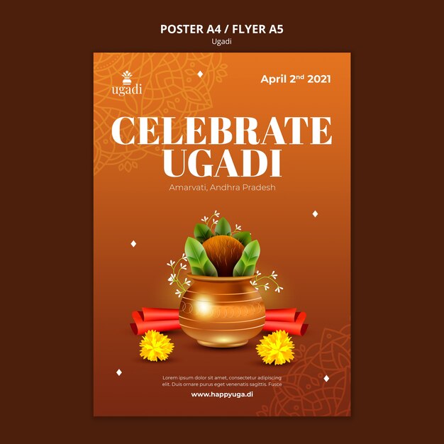 Diseño de plantilla de ugadi degradado