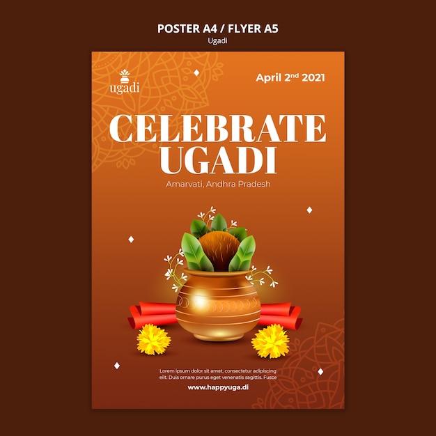 Diseño de plantilla de ugadi degradado