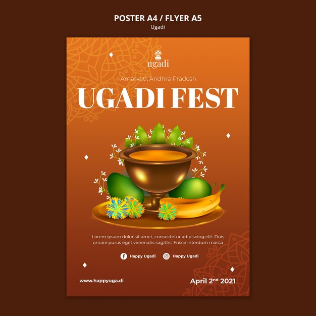 Diseño de plantilla de ugadi degradado