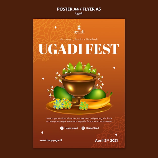 Diseño de plantilla de ugadi degradado