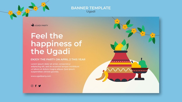 Diseño de plantilla de ugadi degradado