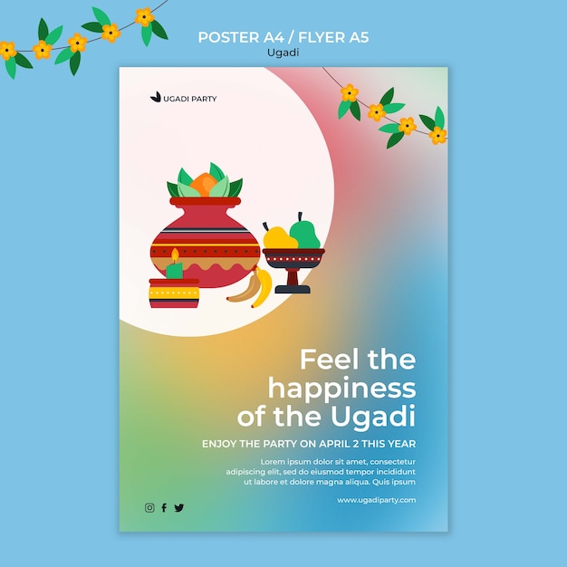 PSD gratuito diseño de plantilla de ugadi degradado