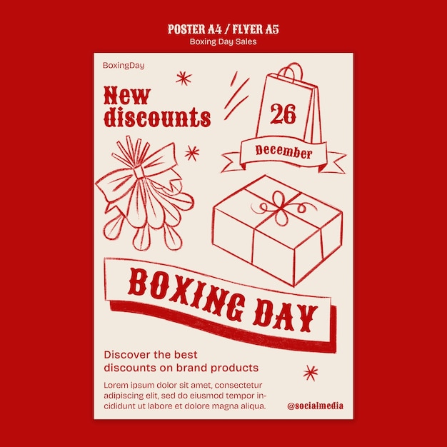 PSD gratuito diseño de plantilla de ventas del día del boxeo.