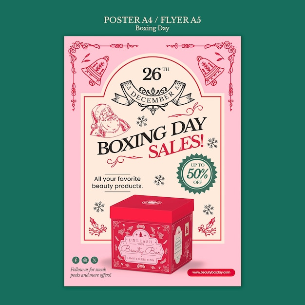 PSD gratuito diseño de plantilla de ventas del día del boxeo.