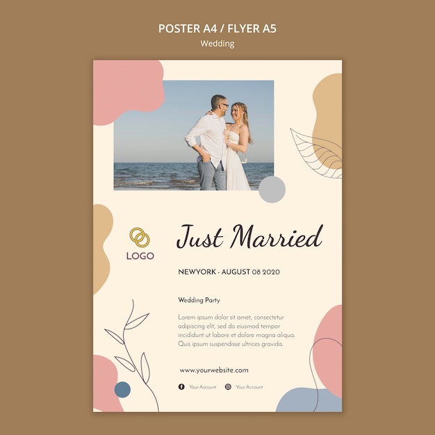 PSD gratuito diseño de plantilla de volante de boda