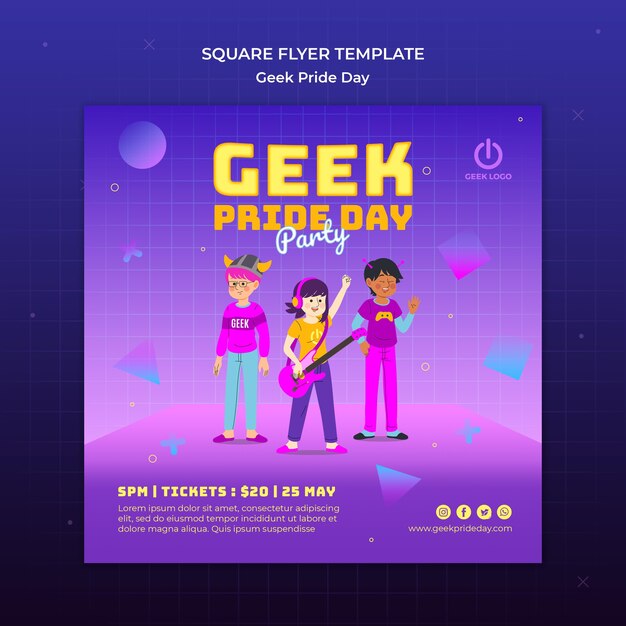 Diseño de plantilla de volante de día del orgullo geek
