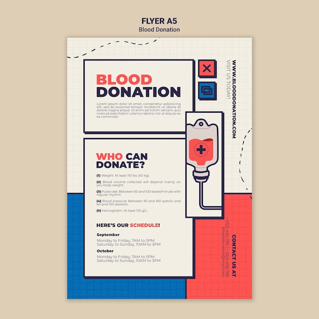 Diseño de plantilla de volante de donación de sangre