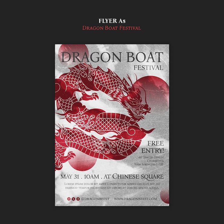 PSD gratuito diseño de plantilla de volante del festival del barco dragón