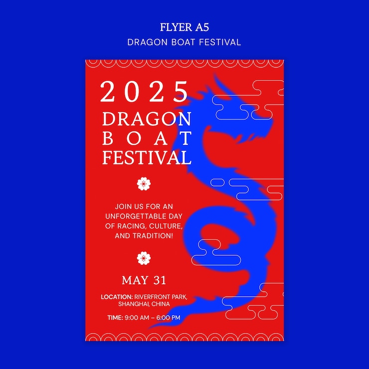 PSD gratuito diseño de plantilla de volante del festival del barco dragón