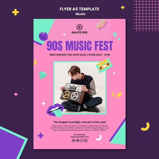 Diseño de plantilla de volante de música de diseño plano