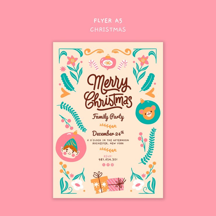PSD gratuito diseño de plantilla de volante de navidad