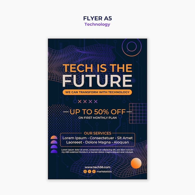 Diseño de plantilla de volante de tecnología