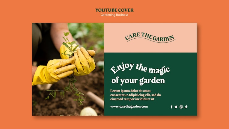 PSD gratuito diseño de plantilla de youtube de jardinería