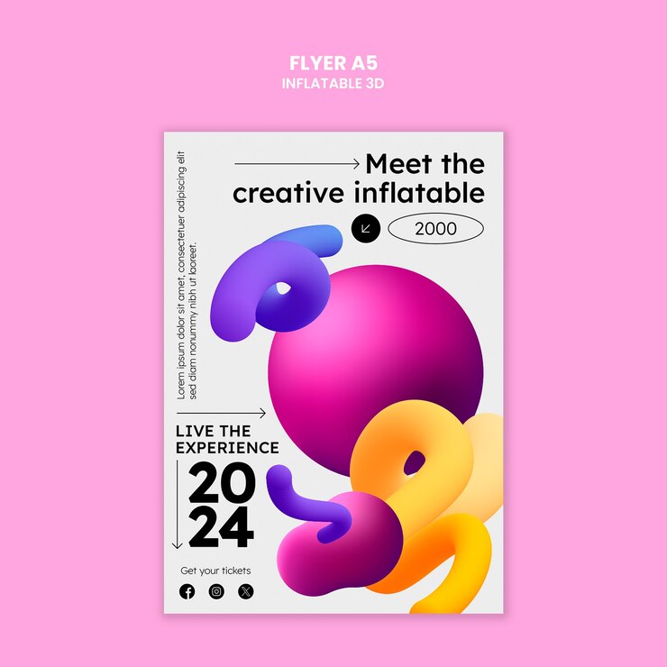 PSD gratuito diseño de plantillas 3d inflables