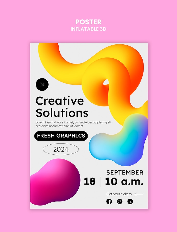 PSD gratuito diseño de plantillas 3d inflables