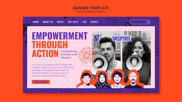 PSD gratuito diseño de plantillas de actividad social y caridad.