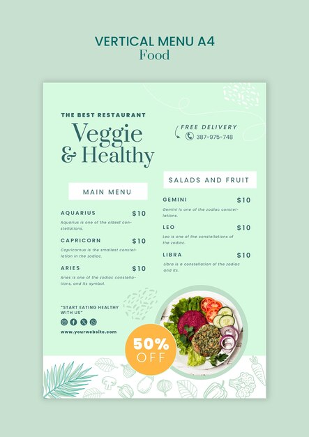 Diseño de plantillas de alimentos coloridos