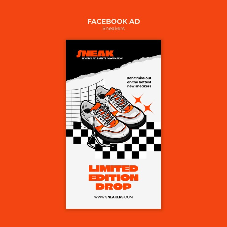 PSD gratuito diseño de plantillas de anuncios de sneakers en facebook
