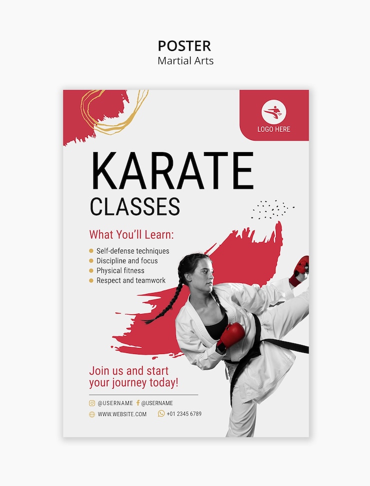 PSD gratuito diseño de plantillas de artes marciales