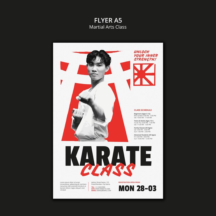 PSD gratuito diseño de plantillas de artes marciales