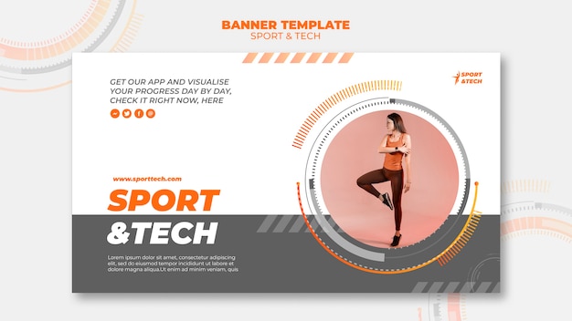 Diseño de plantillas de banner de deporte y tecnología.