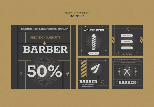 PSD gratuito diseño de plantillas de barbero