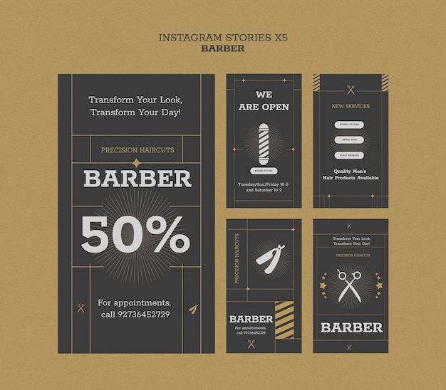 PSD gratuito diseño de plantillas de barbero