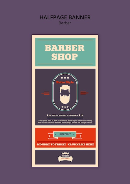 PSD gratuito diseño de plantillas de barbero