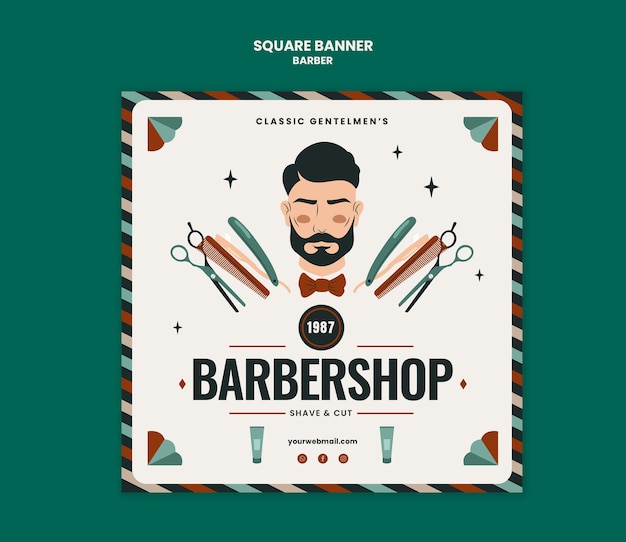 PSD gratuito diseño de plantillas de barbero