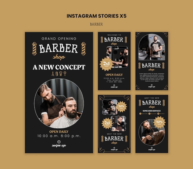 PSD gratuito diseño de plantillas de barbero