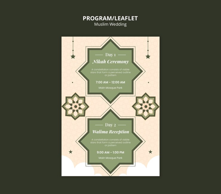 PSD gratuito diseño de plantillas de bodas musulmanas