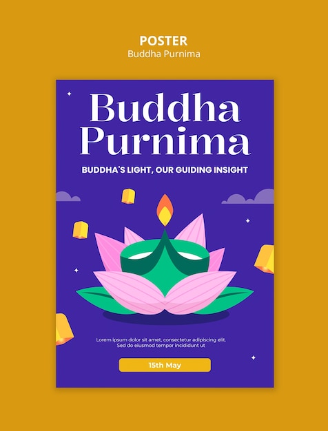 PSD gratuito diseño de plantillas de buda purnima