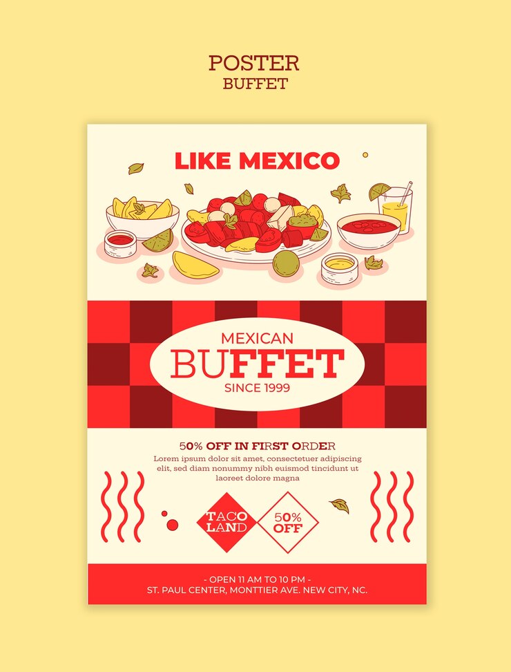 PSD gratuito diseño de plantillas de buffet