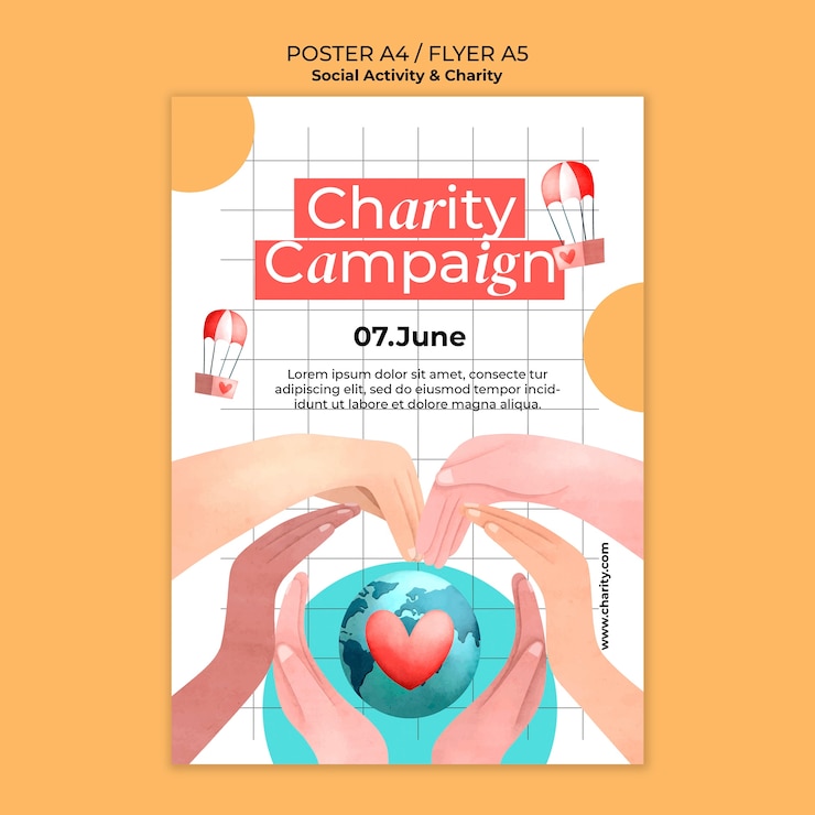 PSD gratuito diseño de plantillas de caridad