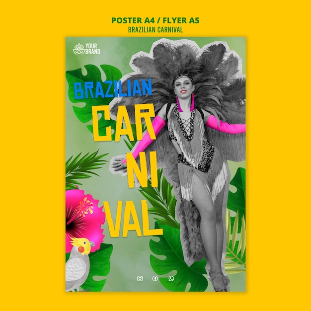 PSD gratuito diseño de plantillas de carnaval brasileño