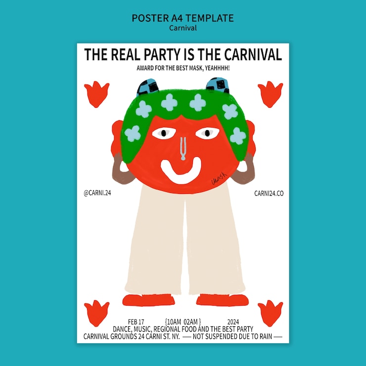 PSD gratuito diseño de plantillas de carnaval