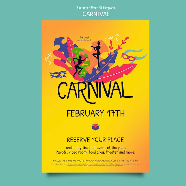 PSD gratuito diseño de plantillas de carnaval