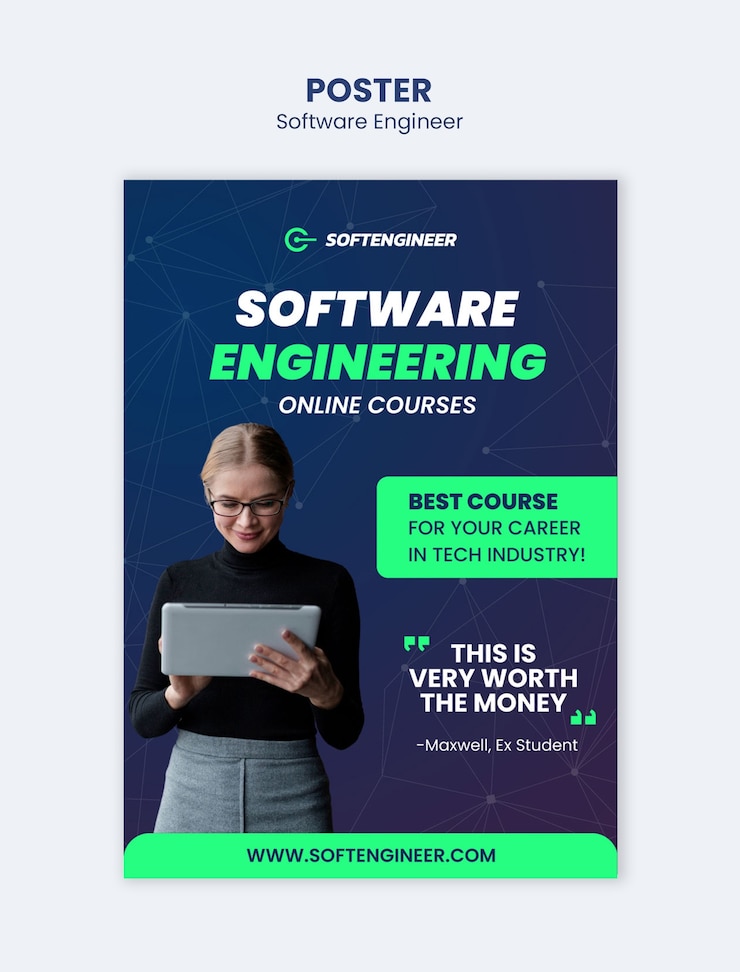 PSD gratuito diseño de plantillas de carteles de ingeniería de software