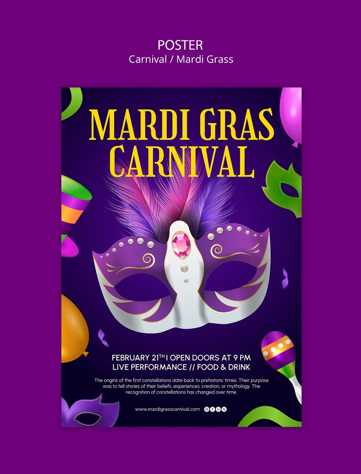 PSD gratuito diseño de plantillas para carteles de mardi gras