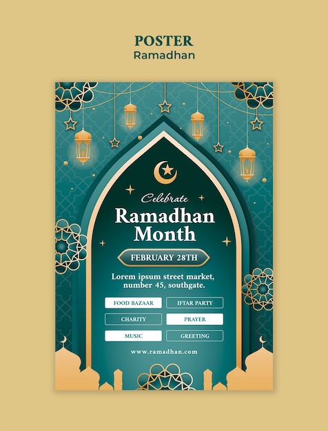 Diseño de plantillas de carteles de Ramadán