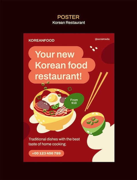 Diseño de plantillas de carteles de restaurantes coreanos