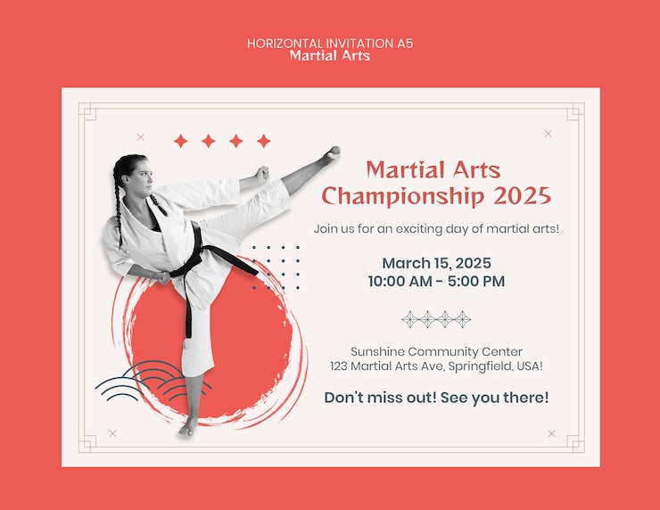 PSD gratuito diseño de plantillas de certificados de artes marciales