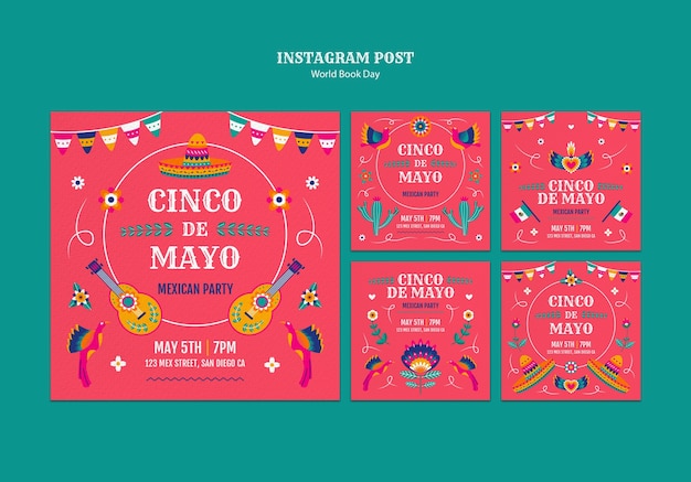 PSD gratuito diseño de plantillas de cinco de mayo